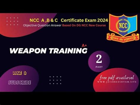 Weapon Training Part 2 NCC MCQ Objective Question Paper 2024 NCC A B