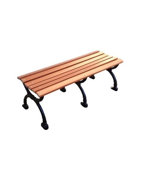 5ft Victorian Bench Slatted Backless Recycled Plastic Slats Cast Aluminum Frame