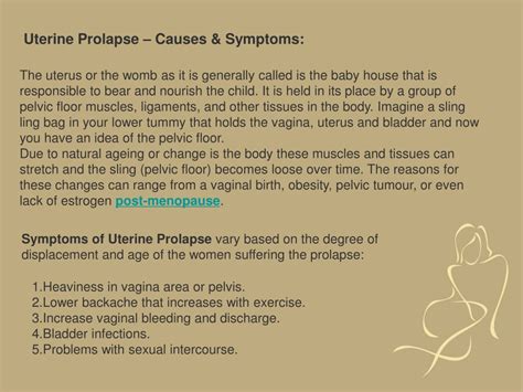 PPT Treatment Procedures For Uterine Prolapse Symptoms And Causes