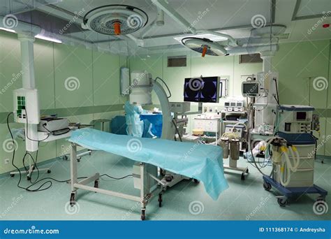 A Surgical Room In A Hospital With Robotic Technology Equipment Stock