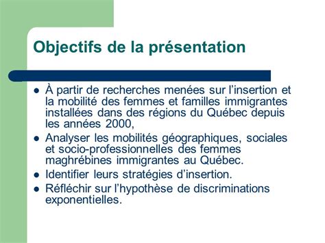 Femmes Maghr Bines Au Qu Bec Des Discriminations Exponentielles Ppt