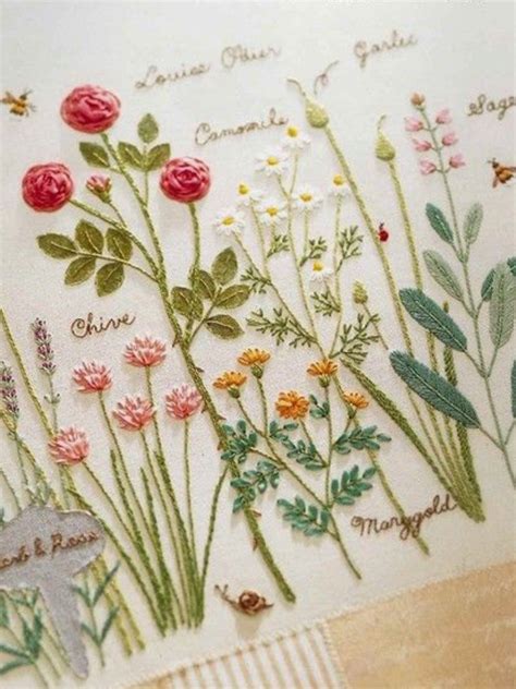 Rose Herb Garden Embroidery Japanese Embroidery Embroidery Craft