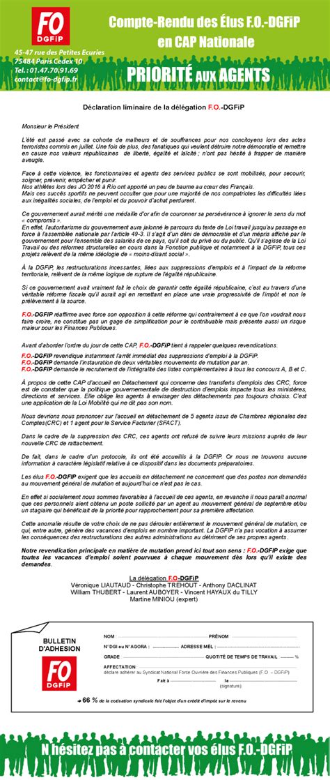 F O DGFiP 91 Le Site De La Section De LESSONNE Du Syndicat FO DGFiP