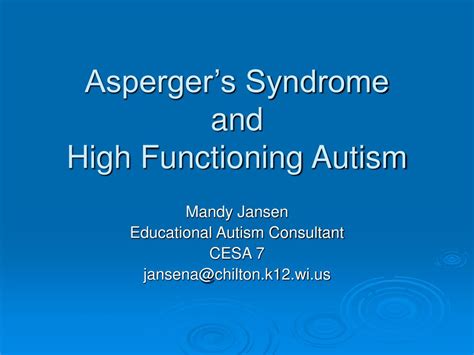 Ppt Aspergers Syndrome And High Functioning Autism Powerpoint