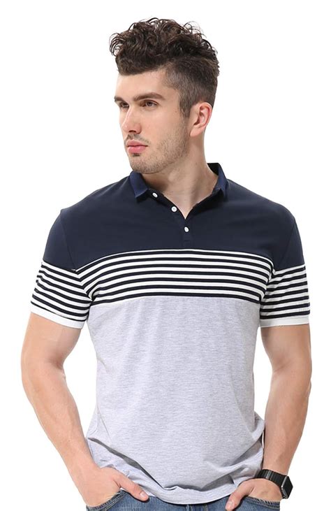 Buy Fanideaz Mens Cotton Half Sleeve Striped Polo T Shirt With Collar At