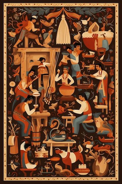 Premium Ai Image A Painting Of A Group Of People Playing Instruments