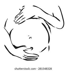 Drawing On Pregnant Belly Images Stock Photos Vectors Shutterstock