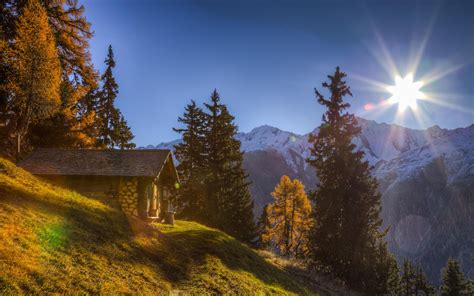 Fondos De Pantalla Suiza Alpes Casa Monta As Rboles Sol X