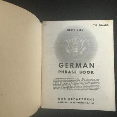 WWII German Phrase Book 11 30 1943 TM 30 6 6 Item 321 EstateSales Org