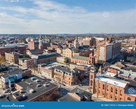 Aerial Of Downtown York Pennsylvania Next To The Historic District In