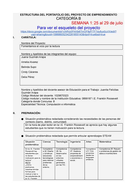 Modelo Proyecto CAT B 2022 ESTRUCTURA DEL PORTAFOLIO DEL PROYECTO DE