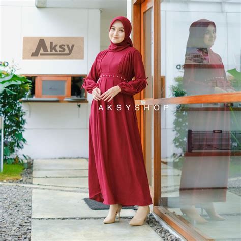 Jual Alisa Dress Gamis Premium Size M L Xl Gamis Cringkle Airflow