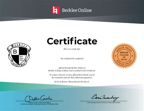 Certificate • Berklee Online • Accredible • Certificates Badges And