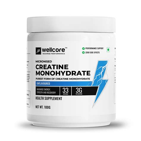 Wellcore Micronised Creatine Monohydrate 100 Pure Creatine Unflavored Enhanced Absorption