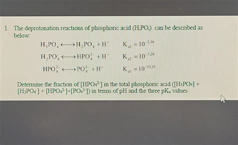 Solved The deprotonation reactions of phosphoric acid | Chegg.com