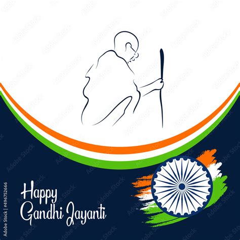 Happy Gandhi Jayanti Greeting Card Design Stock Vector | Adobe Stock