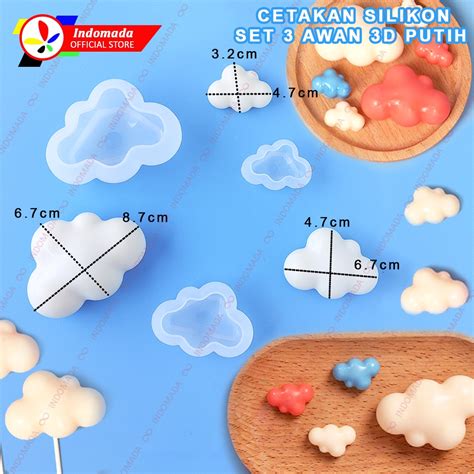 Jual Indomada Cetakan Fondant Silikon Set Pcs Awan Besar Kecil D