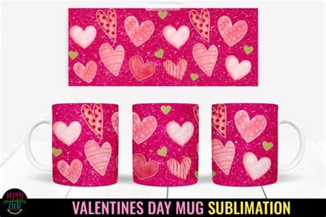 Valentine Hearts Mug Wrap Sublimation Graphic By Happy Printables Club