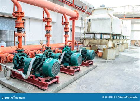 Chiller Water Pump With Pressure Gauge Stock Photo Image Of Engineer