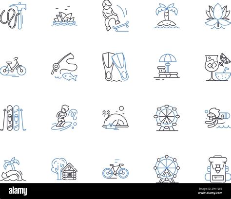 Summer Holidays Outline Icons Collection Sun Vacation Heat