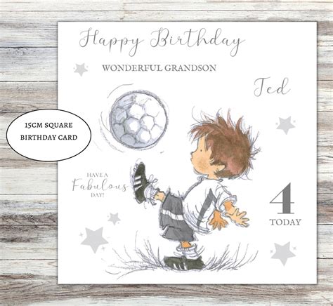 Footballer Birthday Card For Grandson Nephew Personalised Boys Birthday