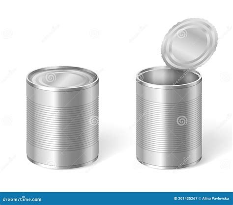 Tincan Set Open And Closed Metal Tin Can For Canned Food Storage Stock