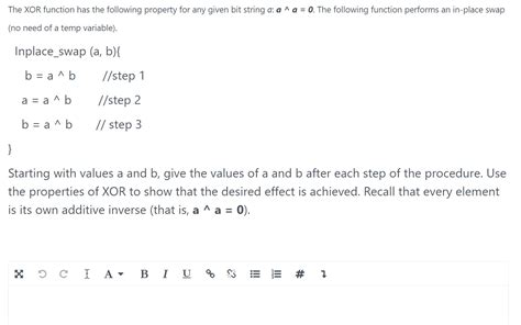 Solved The Xor Function Has The Following Property For Any