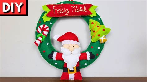 DIY Como Fazer Guirlanda De Feltro Papai Noel Para Deixar Seu Natal