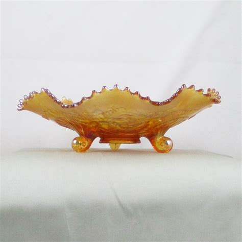 Antique Northwood Wishbone Marigold Carnival Glass Bowl Carnival Glass