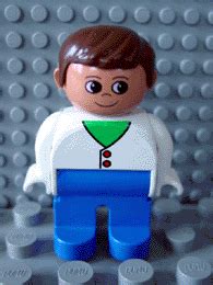 Bricker Lego Pb Duplo Figure Male Blue Legs White Two