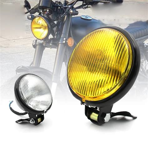 35W 12V Universele Retro Metalen Motorfiets Koplamp Ronde Met Houder