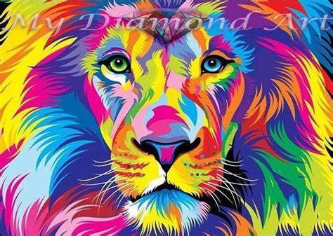 5d Diy My Diamond Art Colorful Lion Diamond Painting Kit Etsy