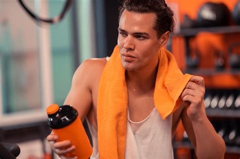 Premium Photo Attractive Fit Man Sweating After The Workout