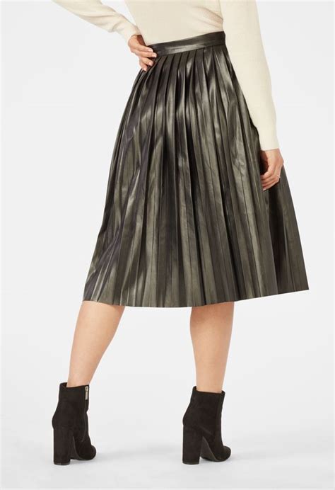 Pleated Faux Leather Skirt In Black Get Great Deals At Justfab