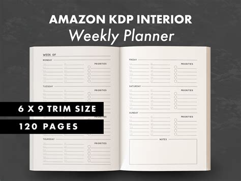 Kdp Weekly Planner 6x9 Ready To Upload Pdf Etsy