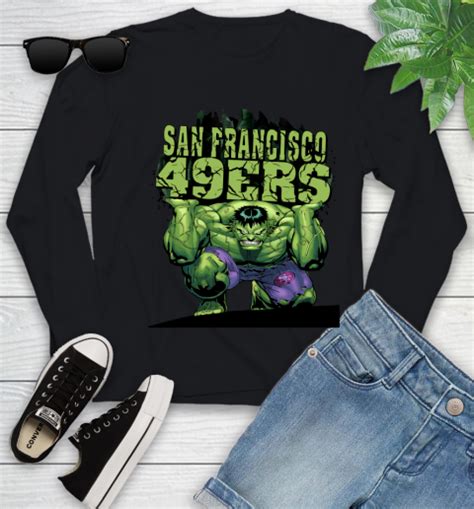 San Francisco 49ers Nfl Football Incredible Hulk Marvel Avengers Sports Youth Long Sleeve Tee