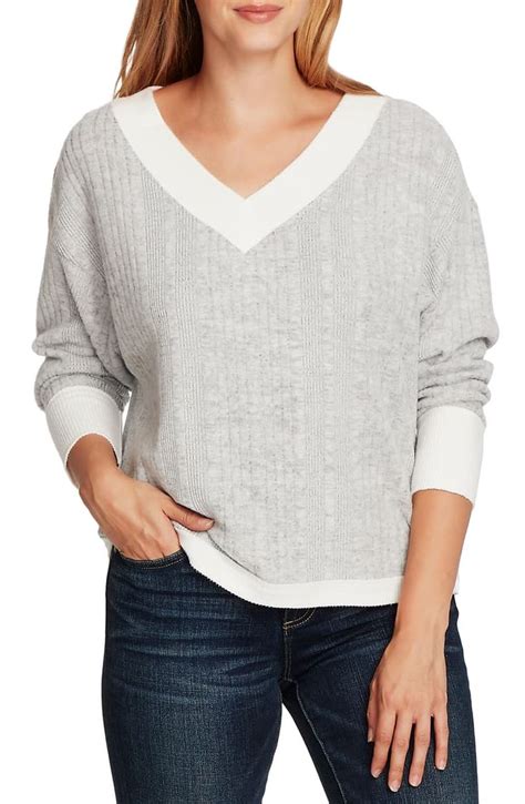 Vince Camuto Vince Camuot Variegated Ribbing Cozy V Neck Pullover Nordstrom Vince Camuto