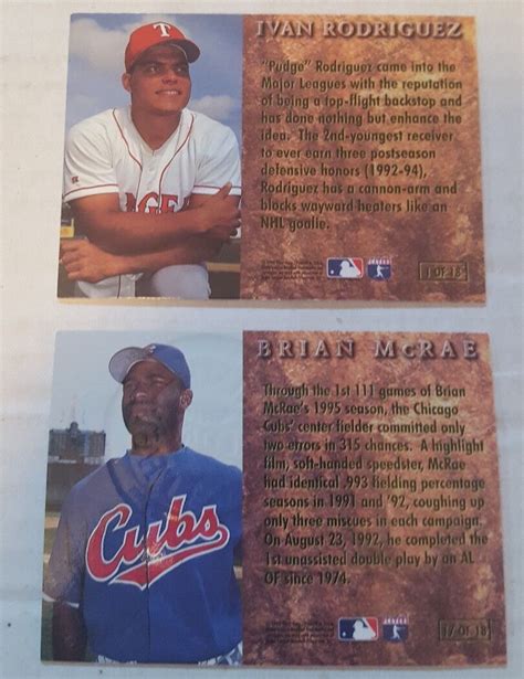 1996 Fleer Ultra Prime Cuir 1 Ivan Rodriguez 17 Brian Mcrae Carte