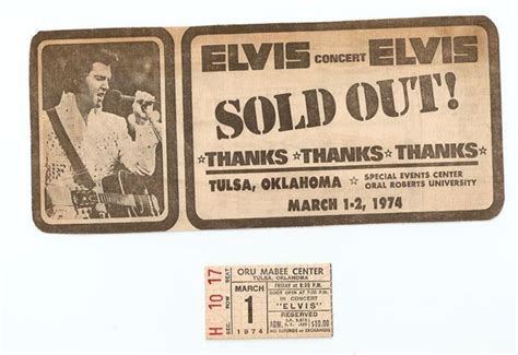 Elvis Presley Concert Ticket Stub March 1 1974 Tulsa Okla With Ad