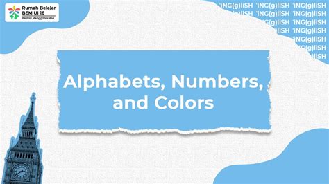 Kelas Bahasa Inggris Alphabets Numbers And Colors Pertemuan