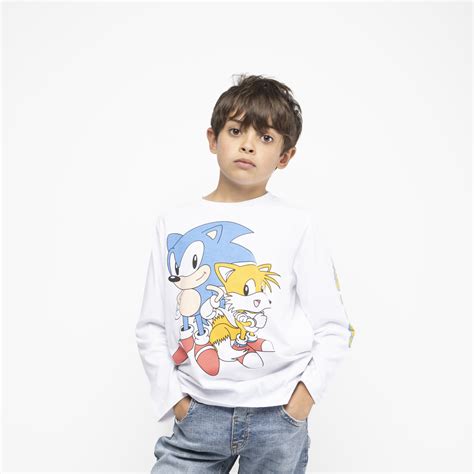 Ripley POLERA MANGA LARGA NIÑO SONIC Y TAILS BLANCO SONIC