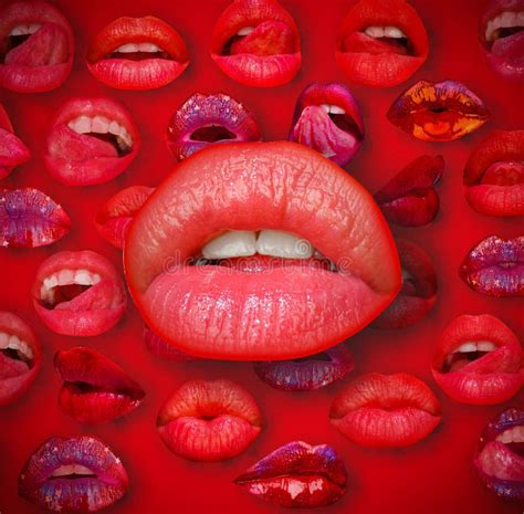 Lips And Mouth Female Lip In Red Background Woman Lips Stock Image