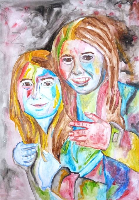 Watercolor Expressive Sisters Art By Susana Pereira