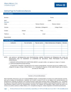 Solicitud De Transferencia Bancaria Fill And Sign Printable Template