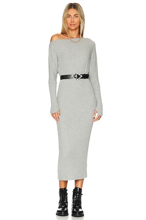 Enza Costa Sweater Knit Slouch Dress In Heather Grey Revolve