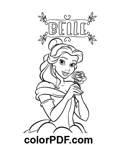 Disney Princess Belle Coloring Pages And Books In Pdf