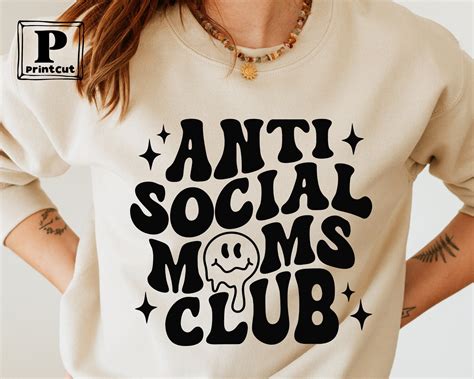 Antisocial Moms Club Svg Cool Mom Svg Sarcasm Svg Groovy Etsy