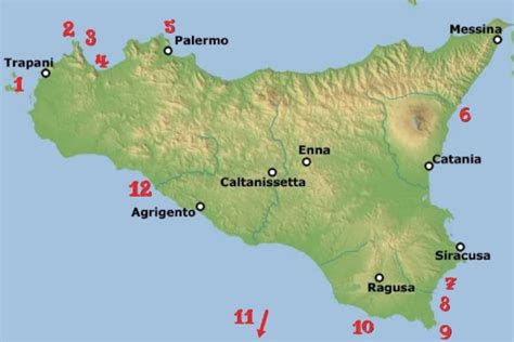 Sicilia Spiagge Cartina Cartina Fisica Italia