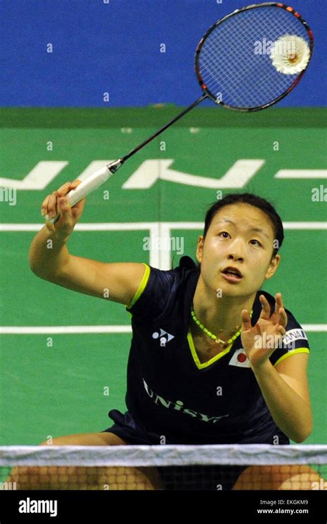 Singapore 10th Apr 2015 Nozomi Okuhara Of Japan Returns The Shuttle