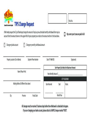 Fillable Online TIPS Change Request Fax Email Print PdfFiller